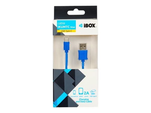 iBox IKUMTCB, 1 m, USB A, USB C, USB 2.0, Sininen