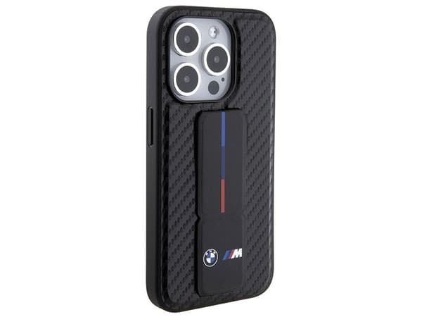 BMW Grip Stand Smooth & Carbon-deksel til iPhone 15 Pro - svart