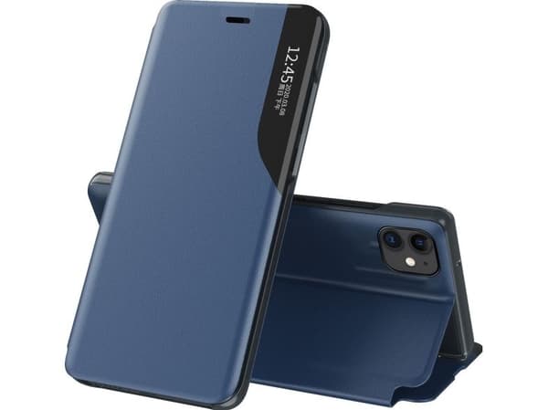 Eco Leather view case elegant boktype-etuiet med stativ til iPhone 13 Pro Max blå