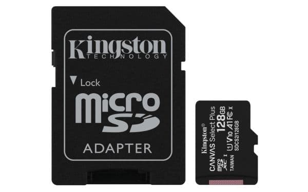 Kingston Canvas Select Plus - Flashminnekort (microSDXC til SD-adapter inkludert) - 128 GB - A1 / Video Class V10 / UHS Class 1 / Class10 - microSD...