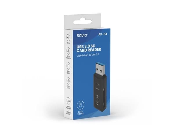 SAVIO AK-64 - Kortleser (SD, SDHC, SDXC, microSD, microSDHC, microSDXC) - USB 3.0