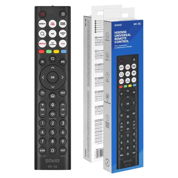 Savio RC-32, RF Trådlös, Tryckknappar, Svart
