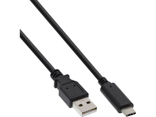 InLine 35731, 1 m, USB C, USB A, USB 2.0, uros-/urosliitin, musta