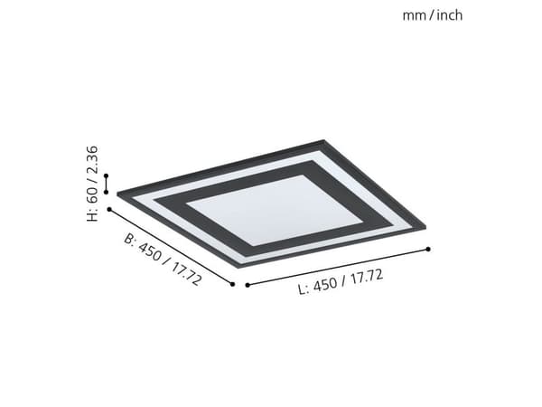 EGLO SAVATARILA LOFT 450X450 SORT/HVID