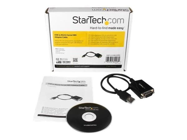 Startech 1 ft USB to RS232 Serial DB9 Adapter Cable with COM Retention - Seriell adapter - USB - RS-232 - svart