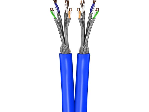 CAT 7A+ duplex nätverkskabel, S/FTP (PiMF), Blå