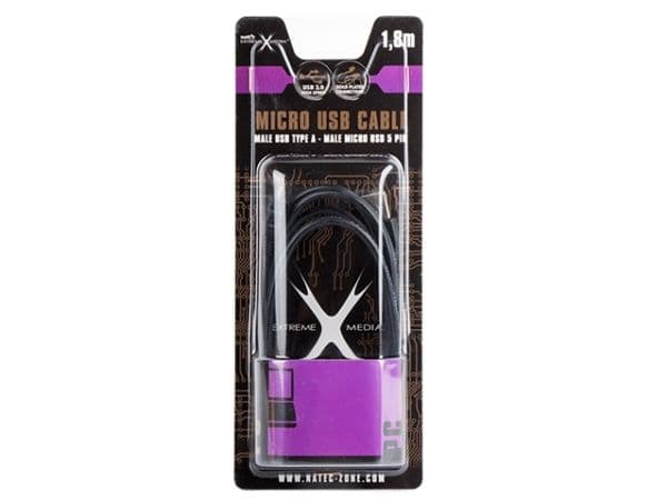 NATEC NKA-0426, 1,8 m, USB A, Micro-USB B, USB 2.0, Hankjønn/hankjønn, Sort