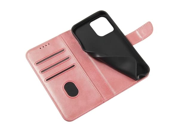 Plånboksfodral med stativ för iPhone 15 Pro MagSafe - rosa