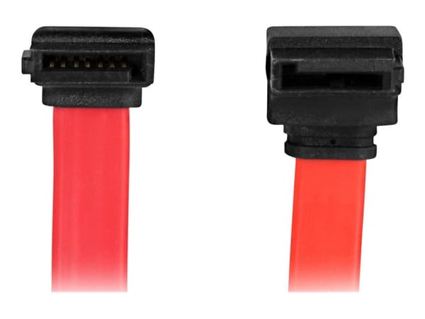 DELTACO - SATA-kabel - SATA (hun) til SATA (hun) - 50 cm - nedvinklet stikforbindelse, lige stikforbindelse - rød