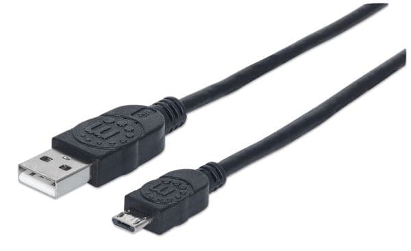 Manhattan 325677, 0,5 m, USB A, Micro-USB B, USB 2.0, Svart