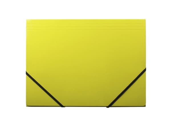 Elastikmappe, Q-Line DKF gul, M/3 KLAPPER, 210x297mm Karton/elastik - (10 stk.)