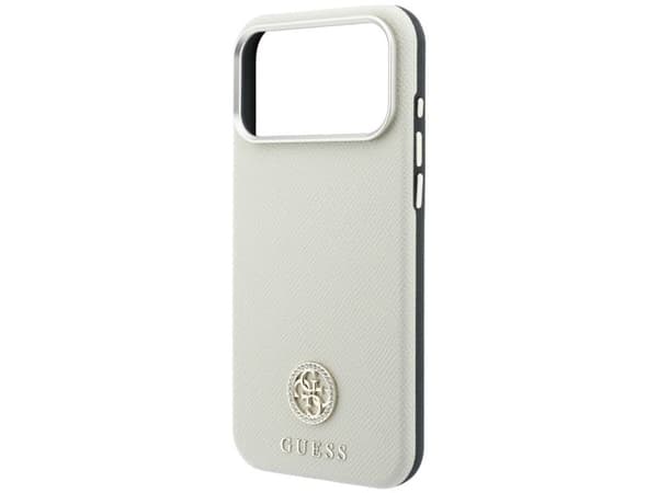 Guess Grained Round Strass Logo MagSafe Case for iPhone 18 Pro / 17 Pro - Beige