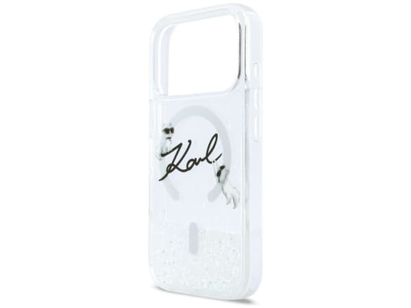 Karl Lagerfeld Liquid Glitter Karl Script MagSafe-deksel for iPhone 17 Pro - klar