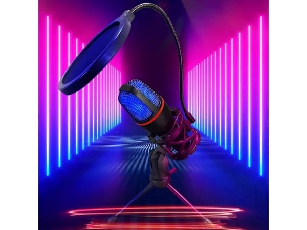 Wozinsky Studio Gaming USB Computer Microphone with RGB Stand - Black