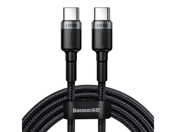 Baseus Cafule USB-C til USB-C-kabel, QC 3.0, PD 2.0, 100W, 5A, 2m (grå-svart)