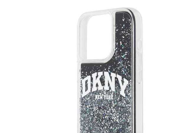 DKNY Liquid Glitter Big Logo-deksel til iPhone 14 Pro - Sort