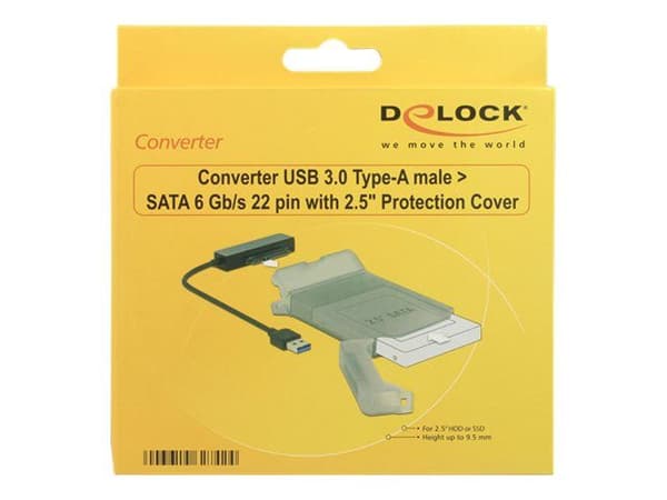 Delock - Diskkontroller - 2.5" - SATA 6Gb/s - USB 3.0 - grå, svart