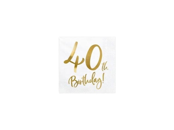 Servietter 40th birthday, guld