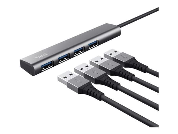 Trust Halyx USB-C til 4 ports USB-A 3.2 Gen1 hub - Grey