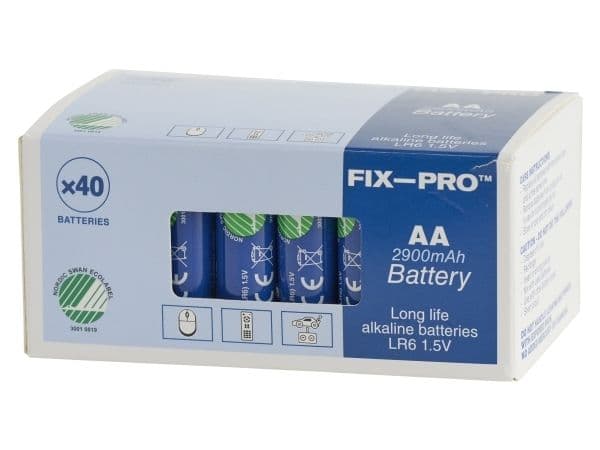 FIX-PRO BATTERI ALKALINE AA LR06 LONG LIFE 40 STk