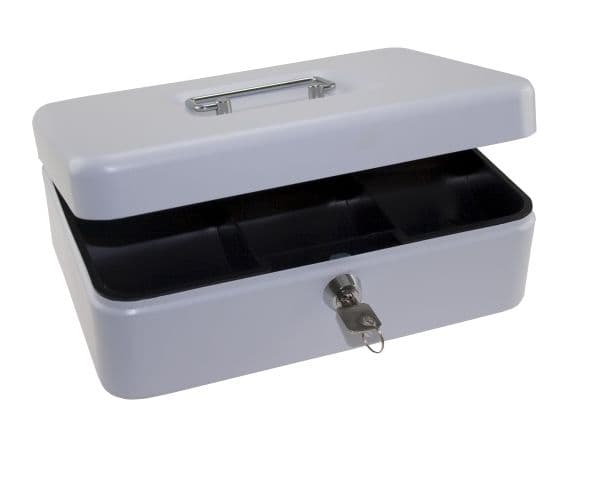 Kassaskåps-/kontantbox vit 90x180x250 mm