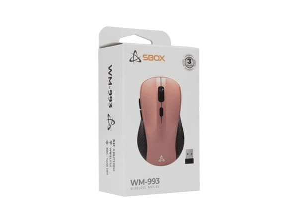 SBOX WM-993P, optisk, USB typ A, 1600 dpi, rosa