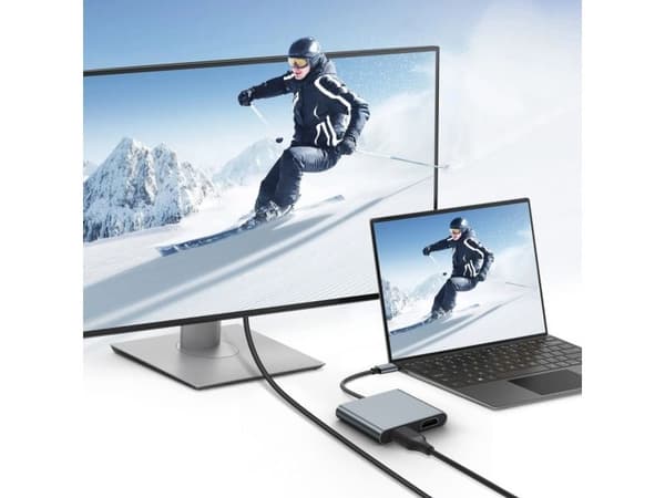 Tech-Protect HB08 adapter 4-i-1 USB-C + USB2.0 + 2 x HDMI 4K 60HZ - grå