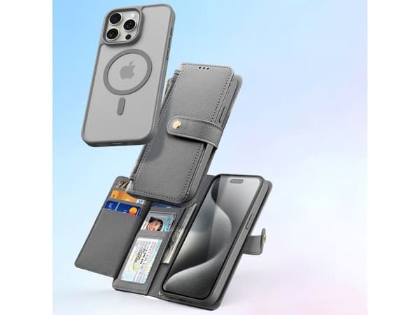 Dux Ducis Lawa läderfodral för iPhone 15 Pro Max - grå