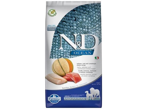 Farmina N&D Ocean Dog Salmon, Cod & Cantaloupe Melon Medium Maxi 12 kg
