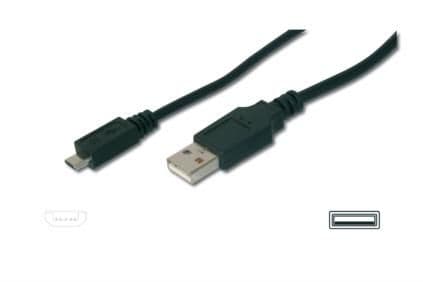 ASSMANN - USB-kabel - mikro-USB typ B (hane) till USB (hane) - USB 2.0 - 3 m - formpressad - svart