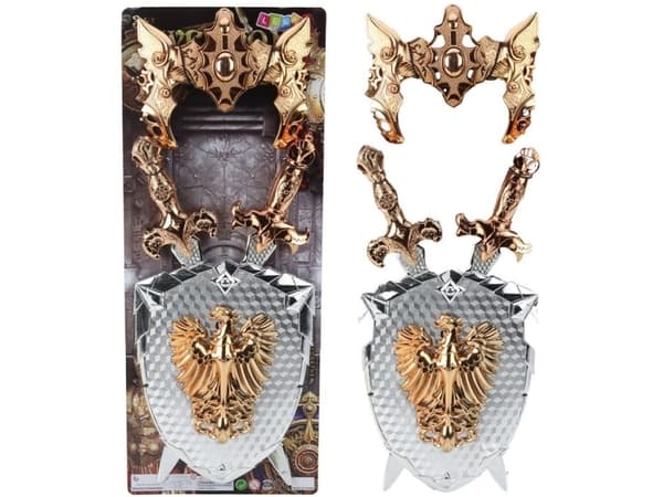 Knights Shield Two Swords mask silver gold eagle set