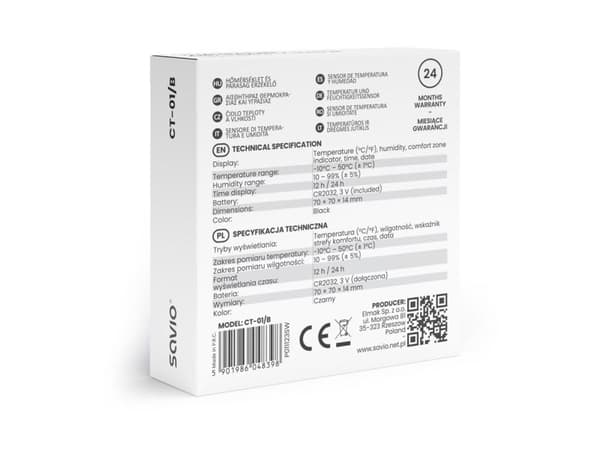Savio CT-01/B, Innendørs, Temperatursensor, Frittstående