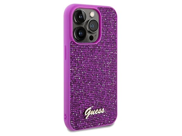 Guess Disco Metal Script-etui til iPhone 14 Pro - fuchsia