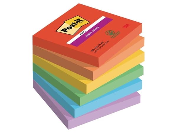 Post-It Super Sticky Notes Leikkisä, 76 x 76 mm, 6 kpl pakkaus