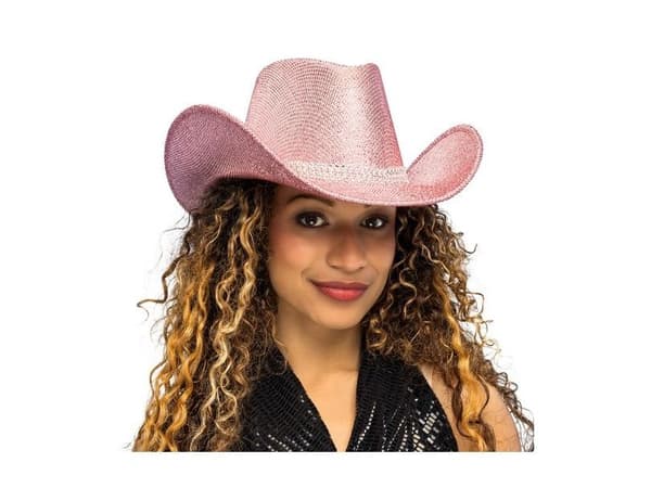 Rosa cowboyhatt, metallic