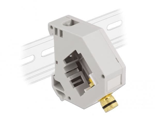 Delock - DIN-skinnemonteringsadapter for keystone-jakk - Binding Post - grå, hvit