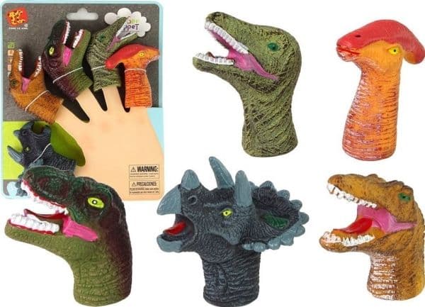 Fingerdockor dinosaurier färgglada 5 st