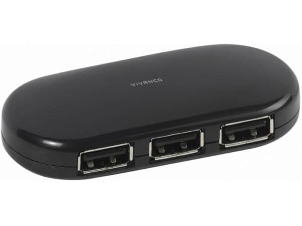 Vivanco VVITHUB4USB, USB 2.0, USB 2.0 Type-A, 480 Mbit/s, Sort, 66 g, 1 kpl