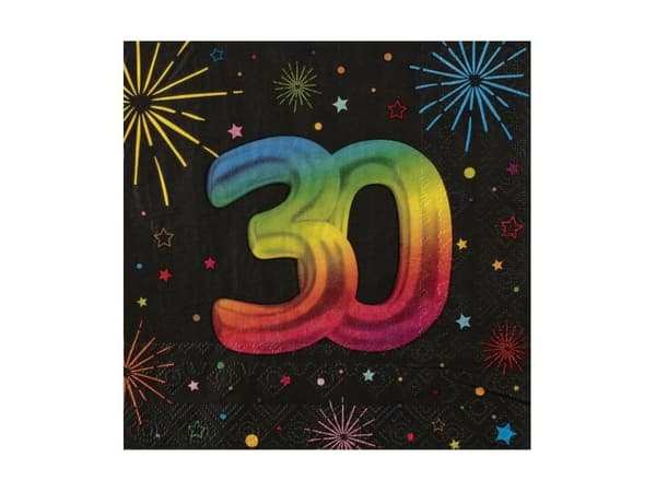 Färgmix regnbågsservetter, 30 år