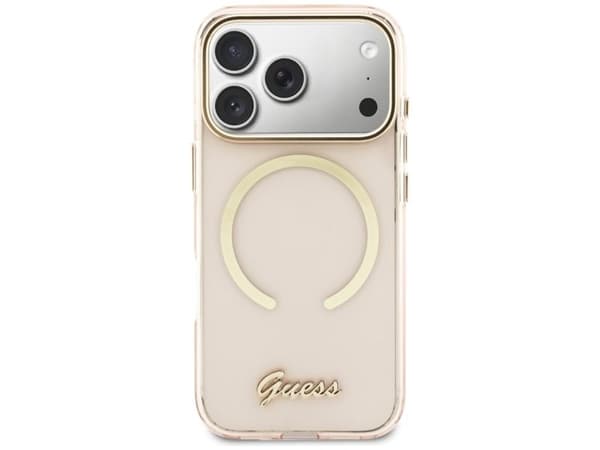 Guess IML Script metal MagSafe-skal för iPhone 17 Pro - rosa