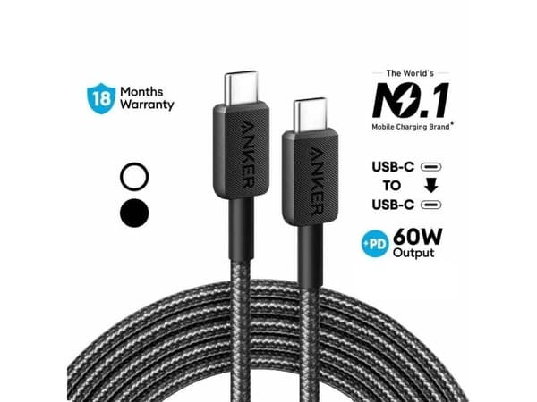 Anker 322, 1,8 m, USB C, USB C, musta