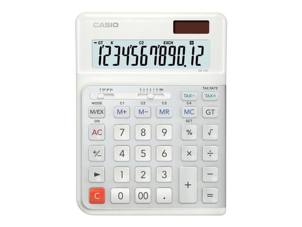 Casio - Skrivebordskalkulator - 12 sifre - batteri