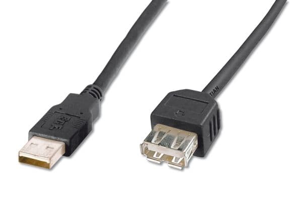 ASSMANN - USB forlængerkabel - USB (hun) til USB (hun) - USB 2.0 - 1.8 m - formet - sort