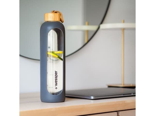Wessper motiverande dricksflaska 1 liter grå