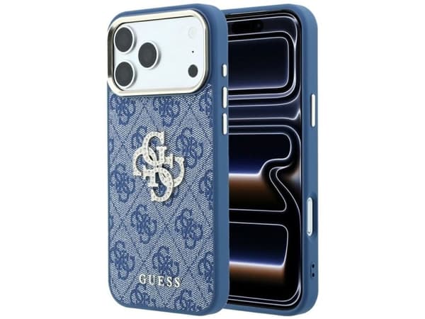 Etui Guess 4G & Big Strass Logo do iPhone 18 Pro Max / 17 Pro Max niebieski