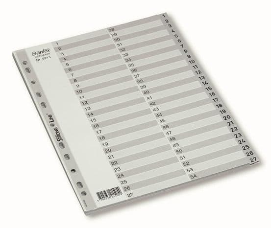 Register Bantex 6215 A4 PP-plast 1-54 grå