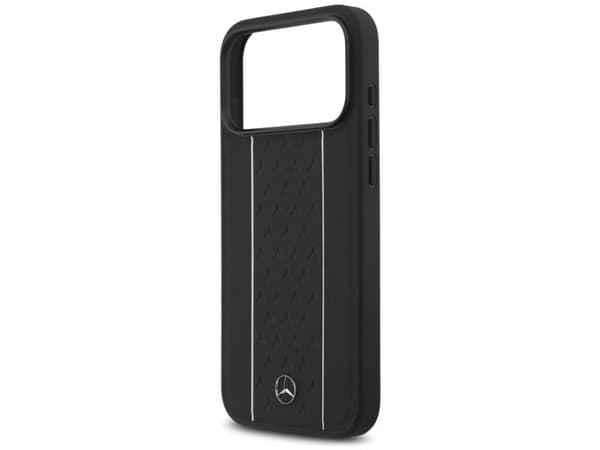 Mercedes Leather Star Pattern Stripes MagSafe Case for iPhone 17 Pro Max - Black