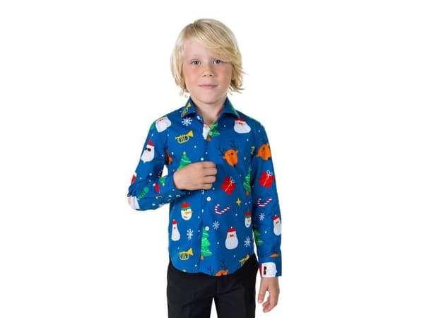Blå juleskjorte til drenge