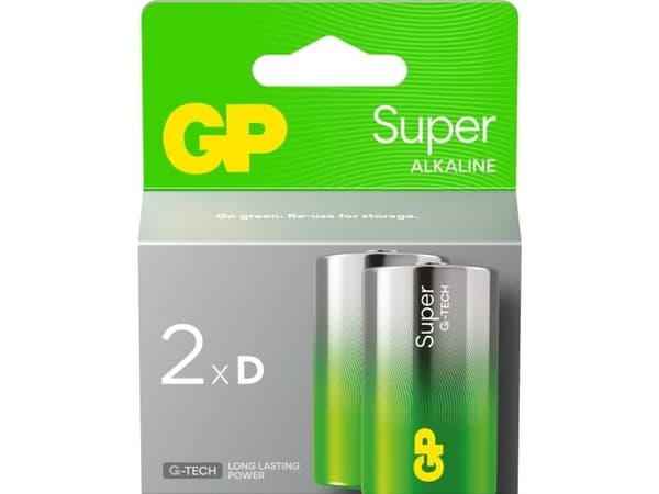 GP Alkaline batteri SUPER D (LR20) - 2 stk