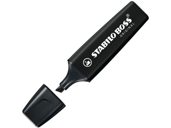 STABILO BOSS ORIGINAL, 1 stykker, Sort, 18 år, Meisel tupp, Sort, Plast